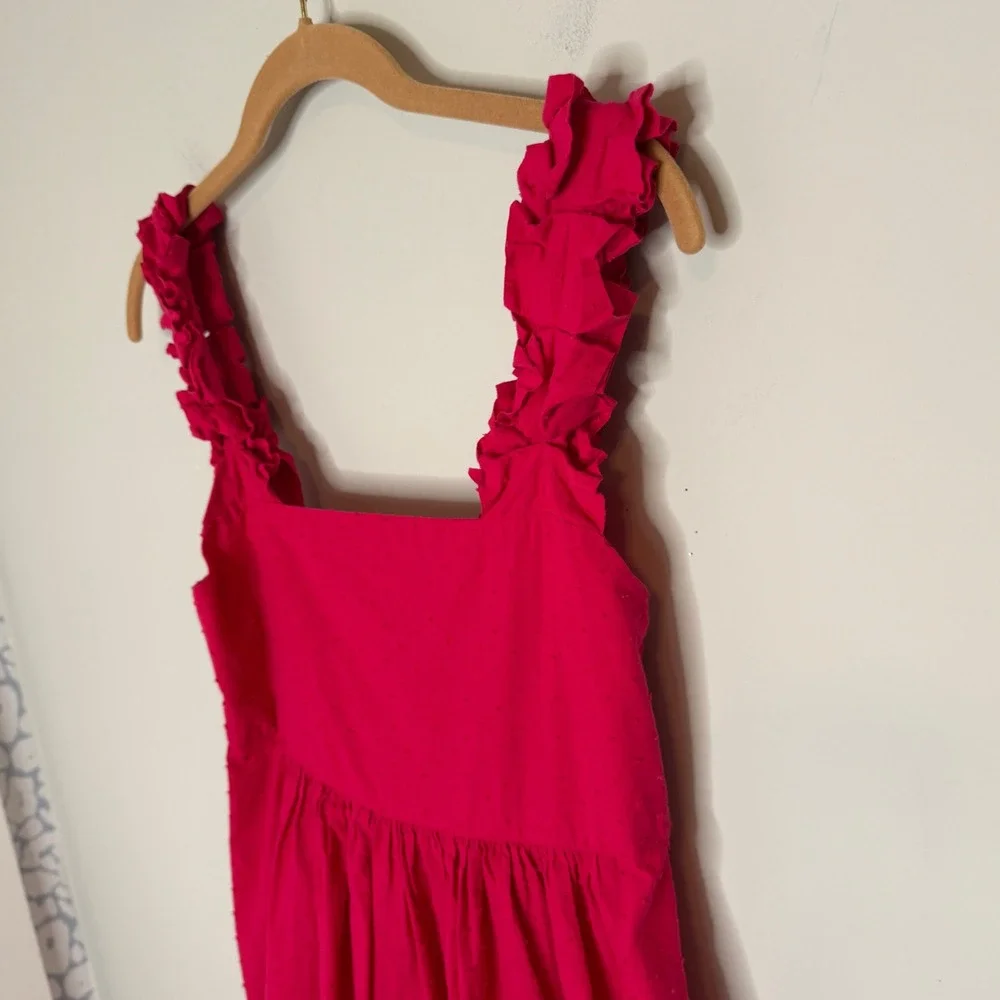 Lake Pajamas Lolly heatwave Pink Clip Dot Cotton Patio Dress Ruffle Midi Size XS - Picture 9 of 13